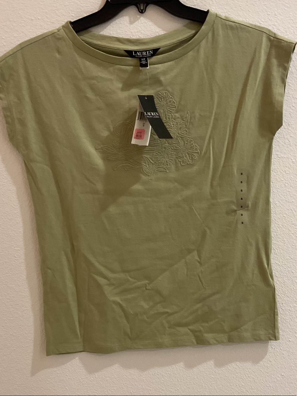 LAUREN Ralph Lauren Olive Green Embroidered Crewneck Tank Top